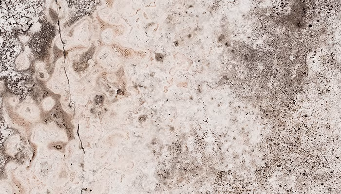 Superficie de mármol, muestra patrones abstractos y grietas. En un entorno de revestimiento, presenta tonos beige, gris y negro dispersos, similar a una textura natural envejecida.